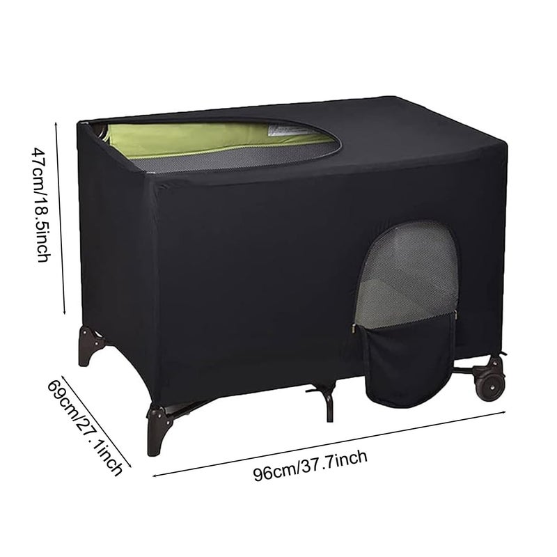 crayfomo Crib Blackout Cover for Pack N Play, Stretchy Blackout Tent, Breathable Portable Travel Crib Shades, Baby Crib Canopy Covers for Indoor & Outdoor (Black) - Image 2